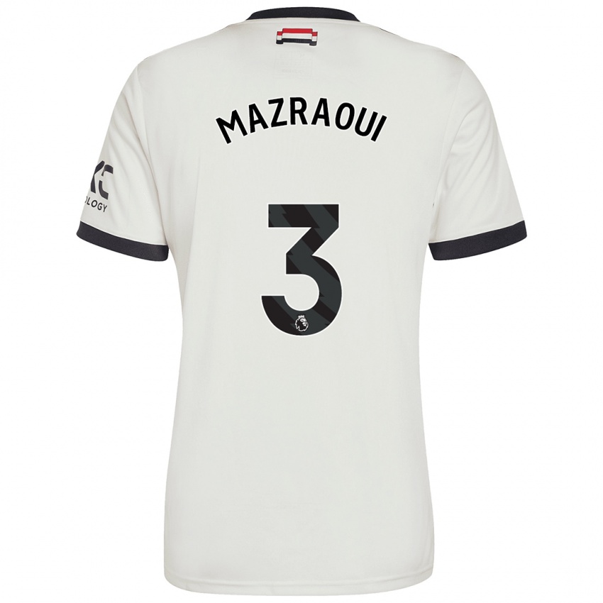 Niño Camiseta Noussair Mazraoui #3 Blanquecino Equipación Tercera 2024/25 La Camisa Perú