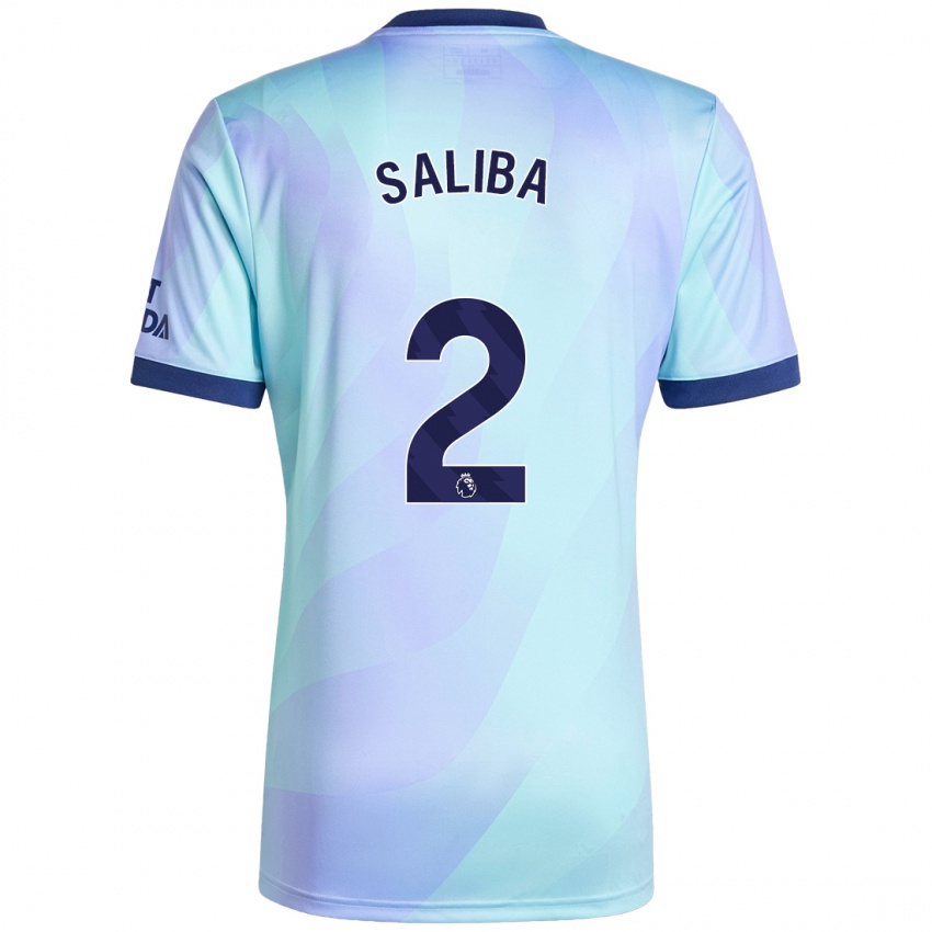 Niño Camiseta William Saliba #2 Agua Equipación Tercera 2024/25 La Camisa Perú