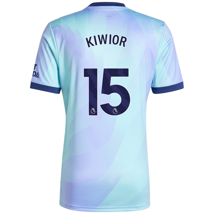 Niño Camiseta Jakub Kiwior #15 Agua Equipación Tercera 2024/25 La Camisa Perú