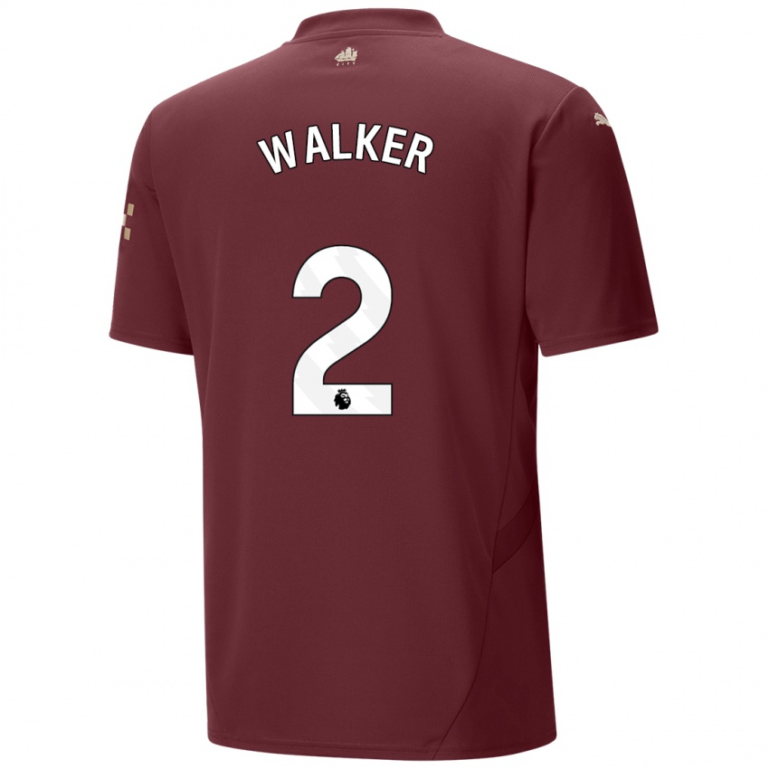 Niño Camiseta Kyle Walker #2 Granate Equipación Tercera 2024/25 La Camisa Perú