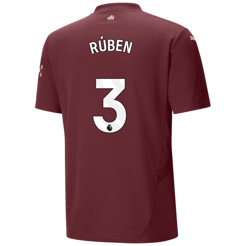 Niño Camiseta Ruben Dias #3 Granate Equipación Tercera 2024/25 La Camisa Perú