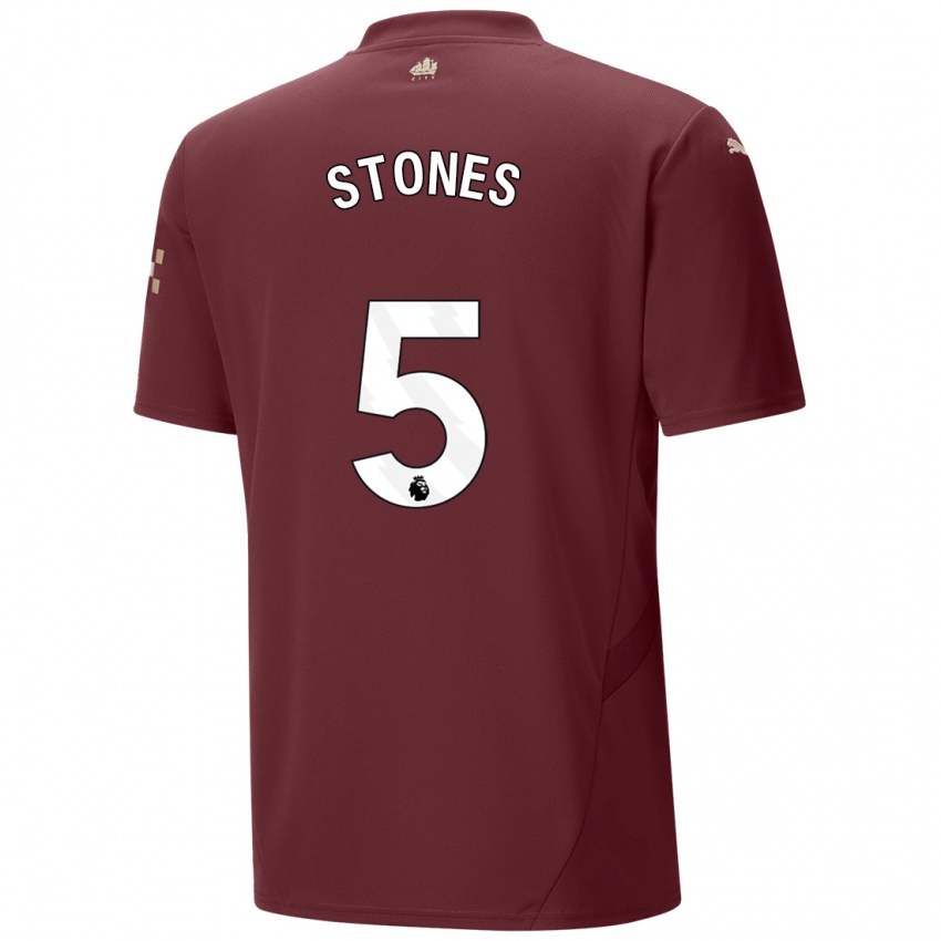 Niño Camiseta John Stones #5 Granate Equipación Tercera 2024/25 La Camisa Perú