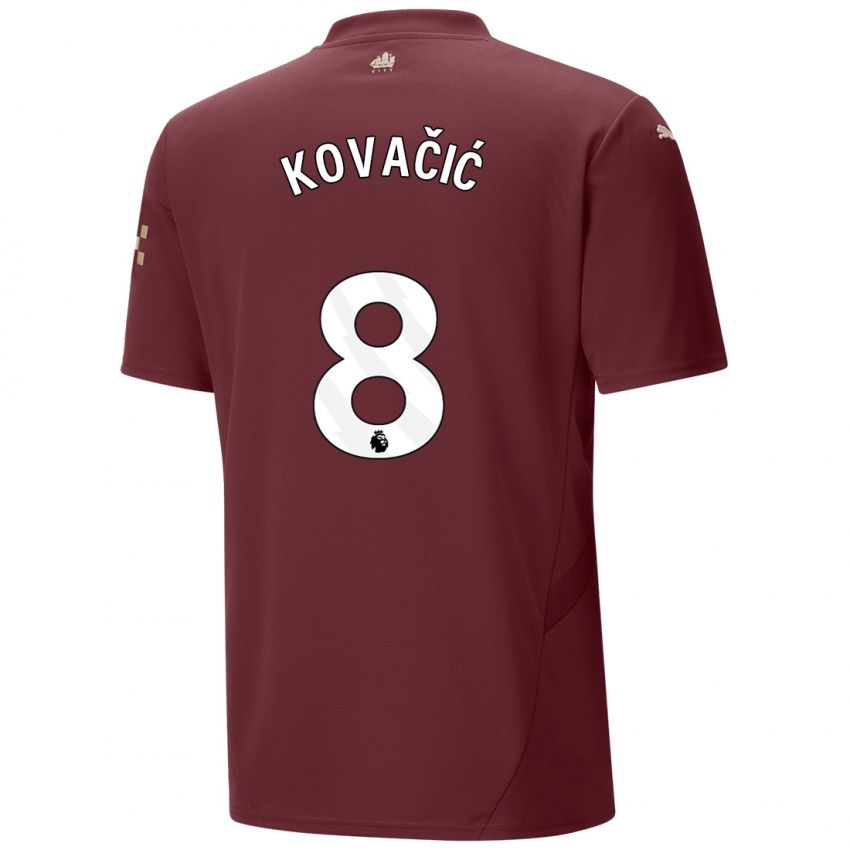 Niño Camiseta Mateo Kovacic #8 Granate Equipación Tercera 2024/25 La Camisa Perú