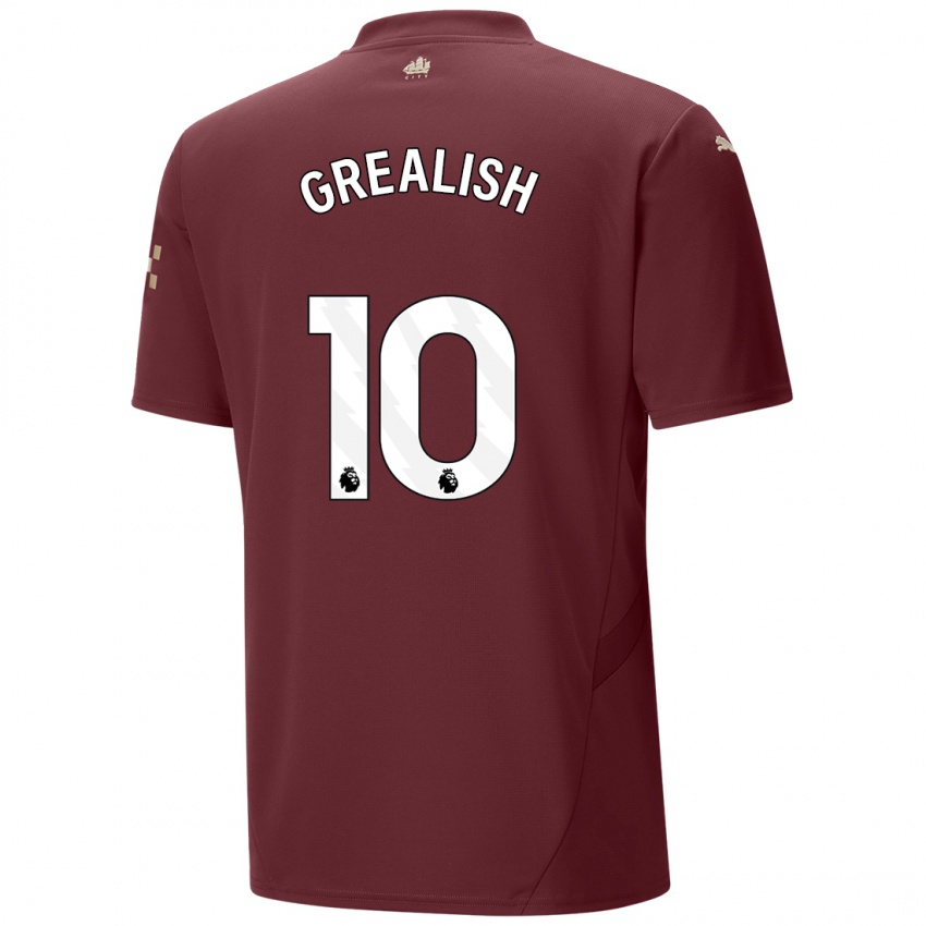 Niño Camiseta Jack Grealish #10 Granate Equipación Tercera 2024/25 La Camisa Perú