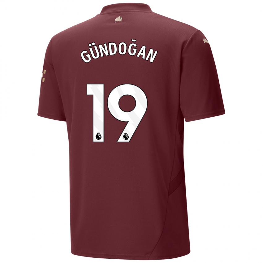 Niño Camiseta Ilkay Gundogan #19 Granate Equipación Tercera 2024/25 La Camisa Perú