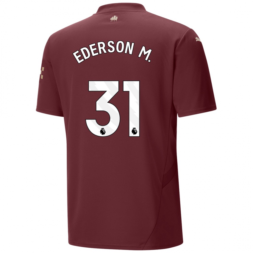 Niño Camiseta Ederson Moraes #31 Granate Equipación Tercera 2024/25 La Camisa Perú