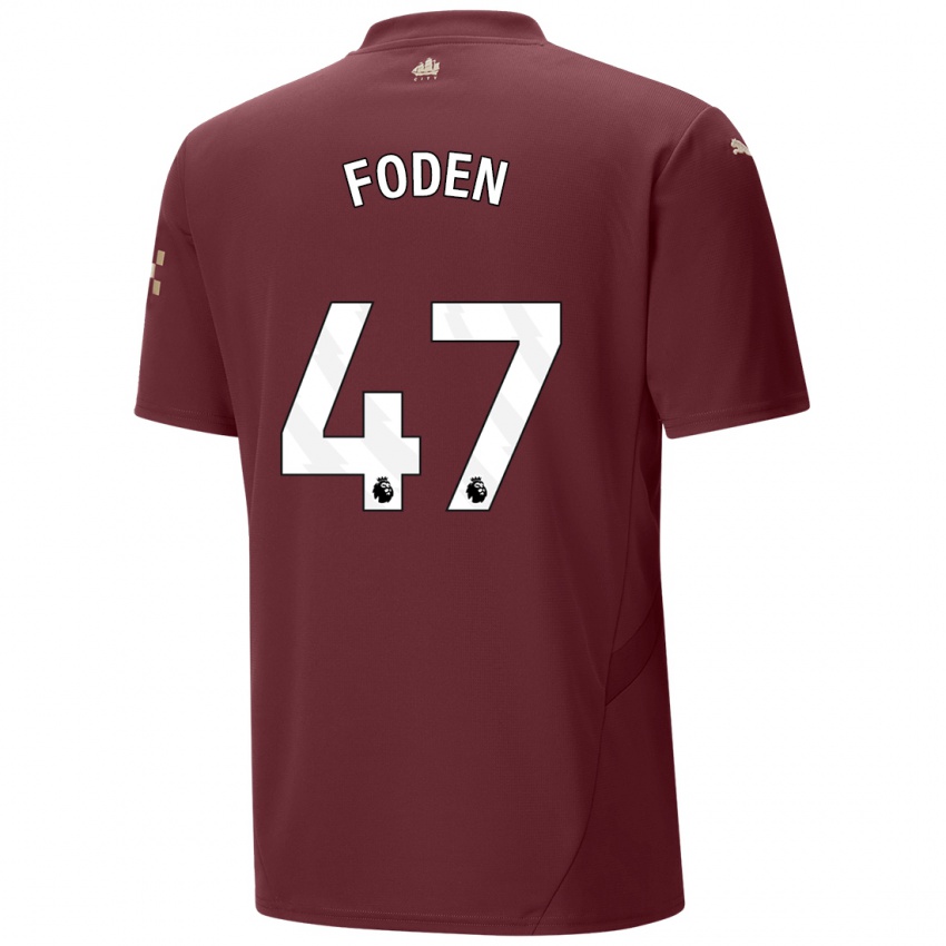 Niño Camiseta Phil Foden #47 Granate Equipación Tercera 2024/25 La Camisa Perú