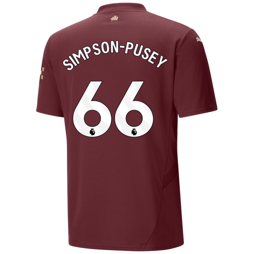 Niño Camiseta Jahmai Simpson-Pusey #66 Granate Equipación Tercera 2024/25 La Camisa Perú