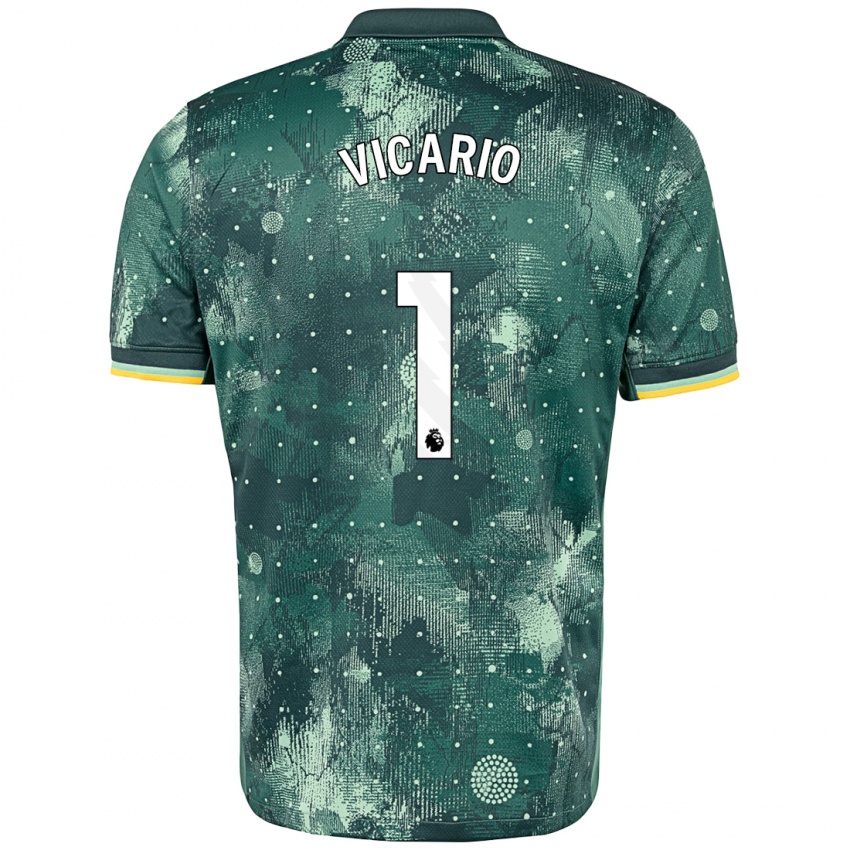 Niño Camiseta Guglielmo Vicario #1 Verde Menta Equipación Tercera 2024/25 La Camisa Perú