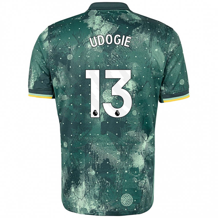 Niño Camiseta Destiny Udogie #13 Verde Menta Equipación Tercera 2024/25 La Camisa Perú