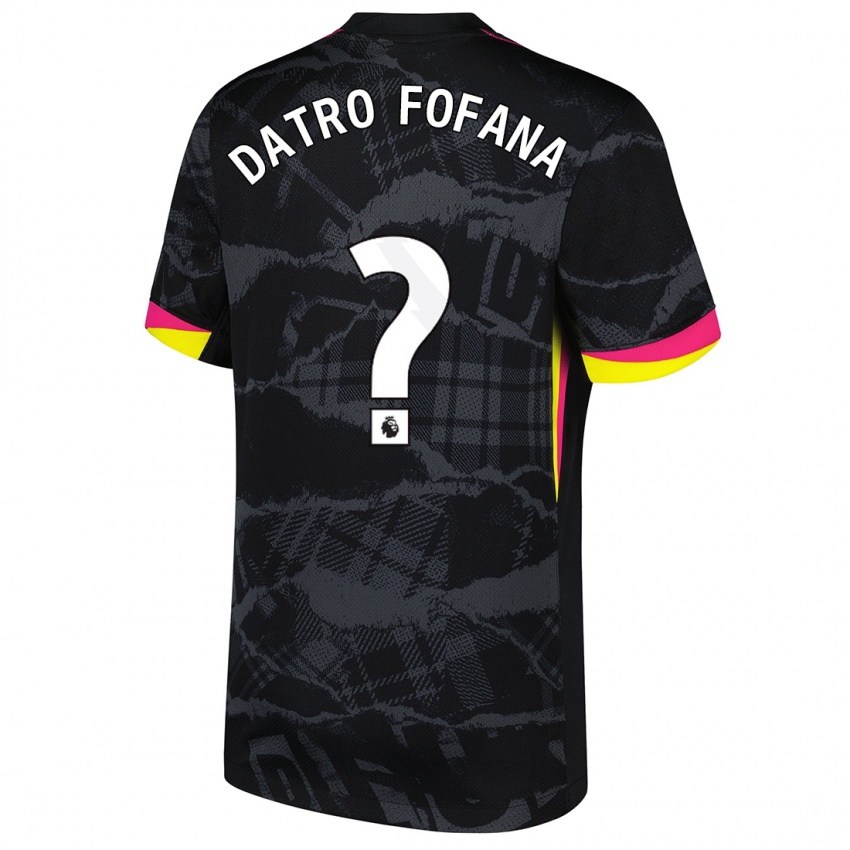 Niño Camiseta David Datro Fofana #0 Negro Rosa Equipación Tercera 2024/25 La Camisa Perú