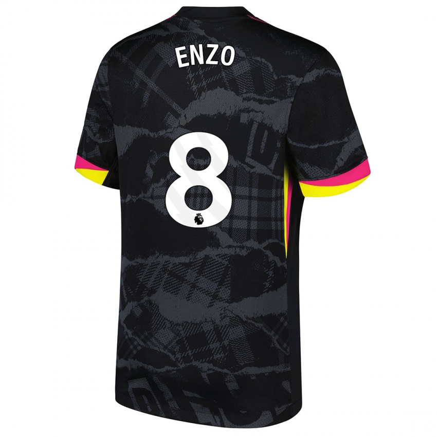 Niño Camiseta Enzo Fernández #8 Negro Rosa Equipación Tercera 2024/25 La Camisa Perú