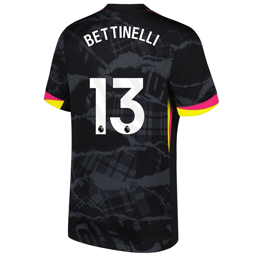 Niño Camiseta Marcus Bettinelli #13 Negro Rosa Equipación Tercera 2024/25 La Camisa Perú