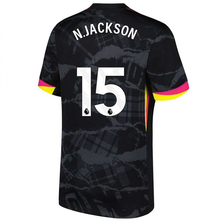 Niño Camiseta Nicolas Jackson #15 Negro Rosa Equipación Tercera 2024/25 La Camisa Perú