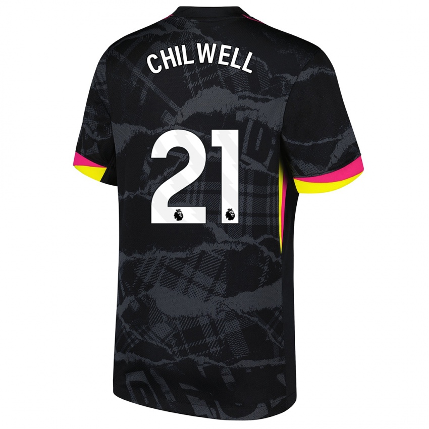 Niño Camiseta Ben Chilwell #21 Negro Rosa Equipación Tercera 2024/25 La Camisa Perú