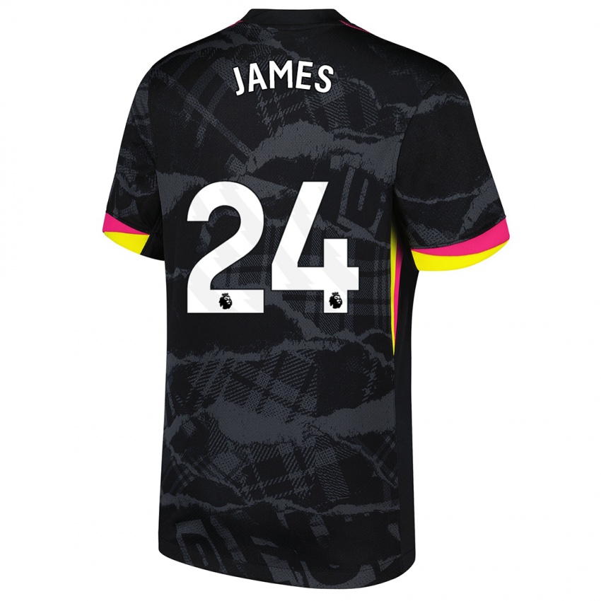 Niño Camiseta Reece James #24 Negro Rosa Equipación Tercera 2024/25 La Camisa Perú