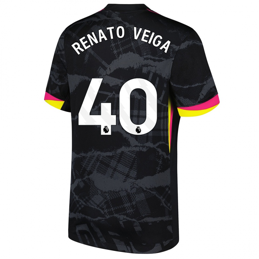 Niño Camiseta Renato Veiga #40 Negro Rosa Equipación Tercera 2024/25 La Camisa Perú