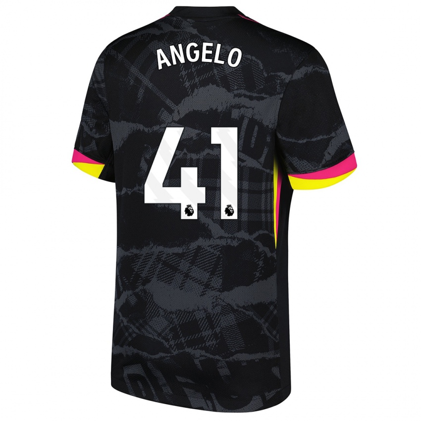 Niño Camiseta Ângelo #41 Negro Rosa Equipación Tercera 2024/25 La Camisa Perú