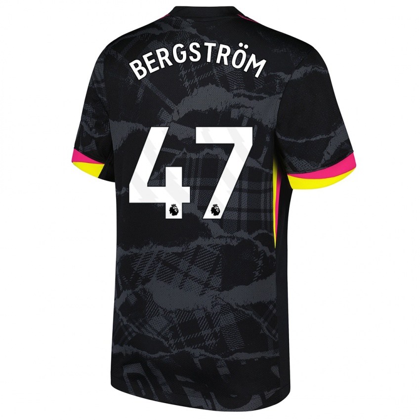 Niño Camiseta Lucas Bergström #47 Negro Rosa Equipación Tercera 2024/25 La Camisa Perú