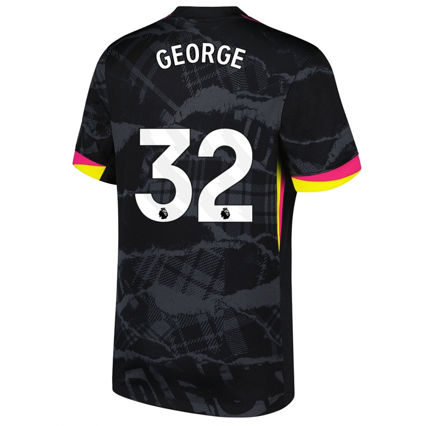 Niño Camiseta Tyrique George #32 Negro Rosa Equipación Tercera 2024/25 La Camisa Perú