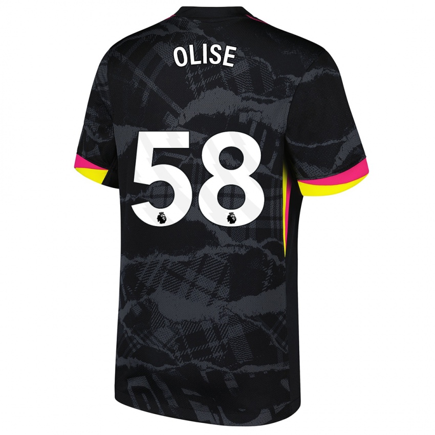 Niño Camiseta Richard Olise #58 Negro Rosa Equipación Tercera 2024/25 La Camisa Perú