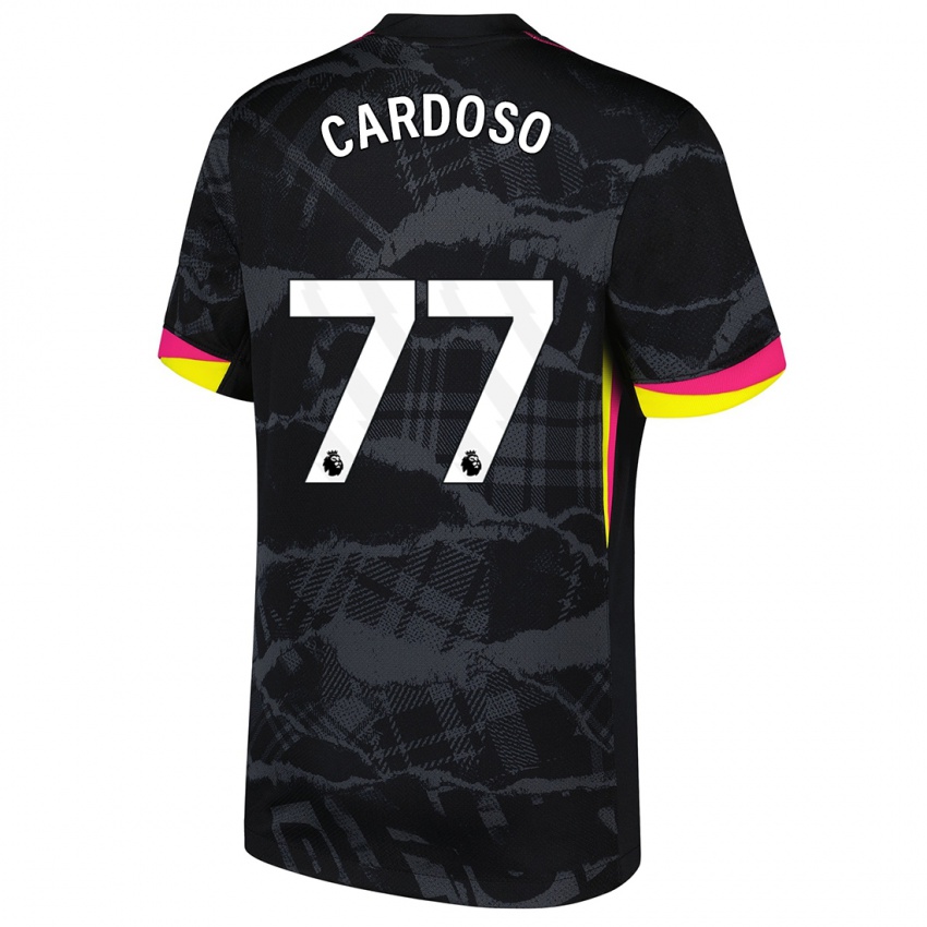 Niño Camiseta Leo Cardoso #77 Negro Rosa Equipación Tercera 2024/25 La Camisa Perú