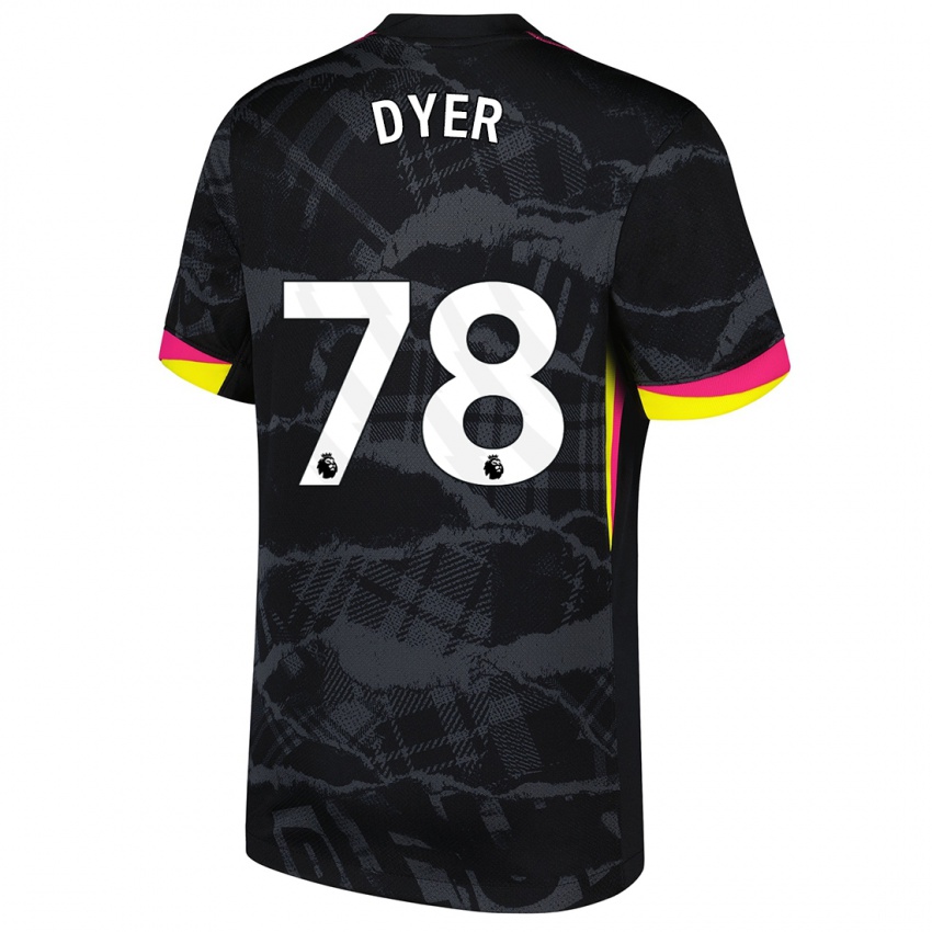 Niño Camiseta Kiano Dyer #78 Negro Rosa Equipación Tercera 2024/25 La Camisa Perú