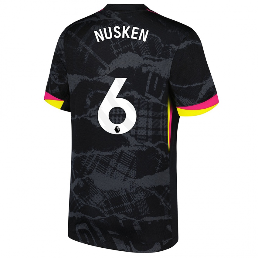 Niño Camiseta Sjoeke Nüsken #6 Negro Rosa Equipación Tercera 2024/25 La Camisa Perú