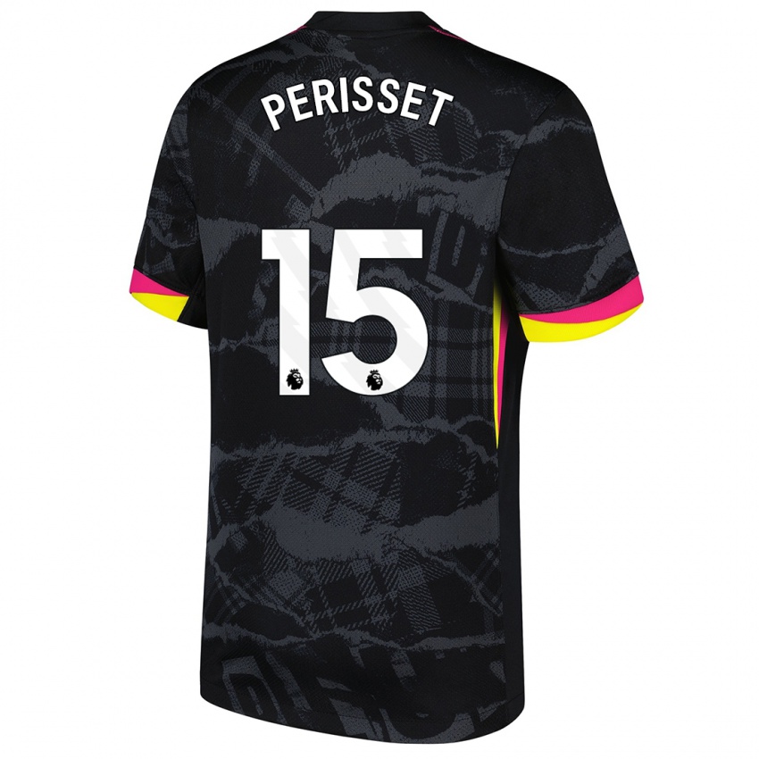 Niño Camiseta Ève Périsset #15 Negro Rosa Equipación Tercera 2024/25 La Camisa Perú