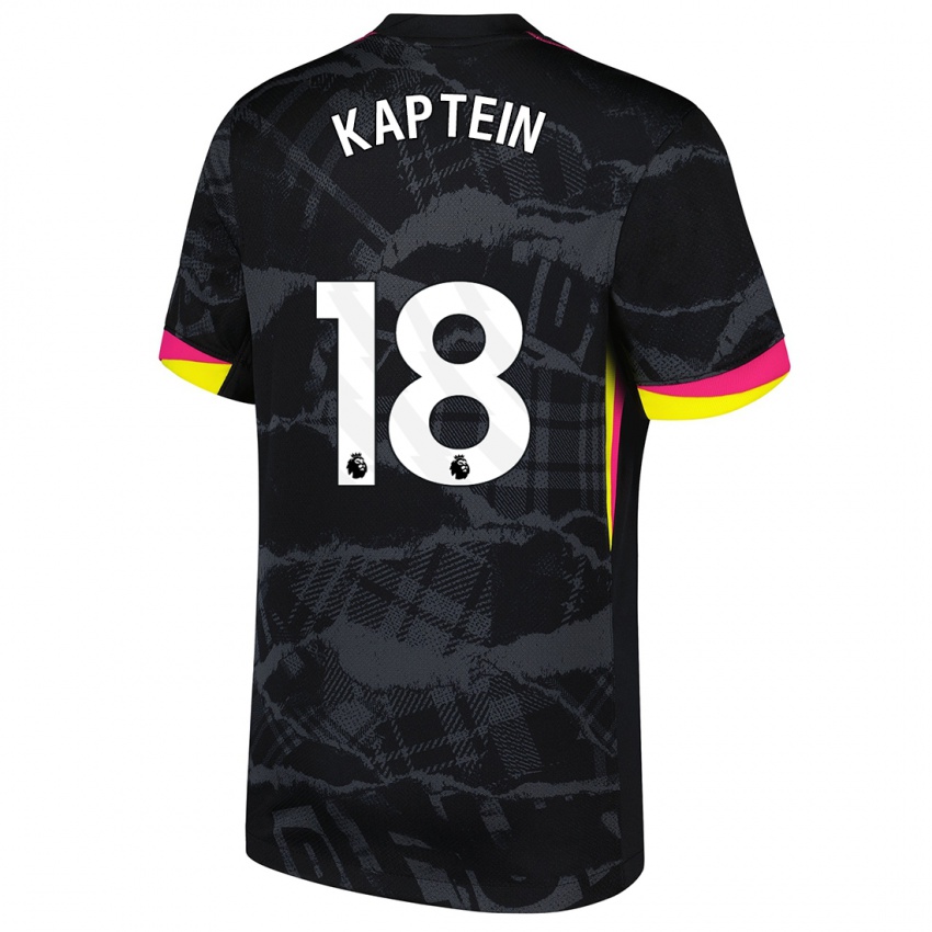 Niño Camiseta Wieke Kaptein #18 Negro Rosa Equipación Tercera 2024/25 La Camisa Perú