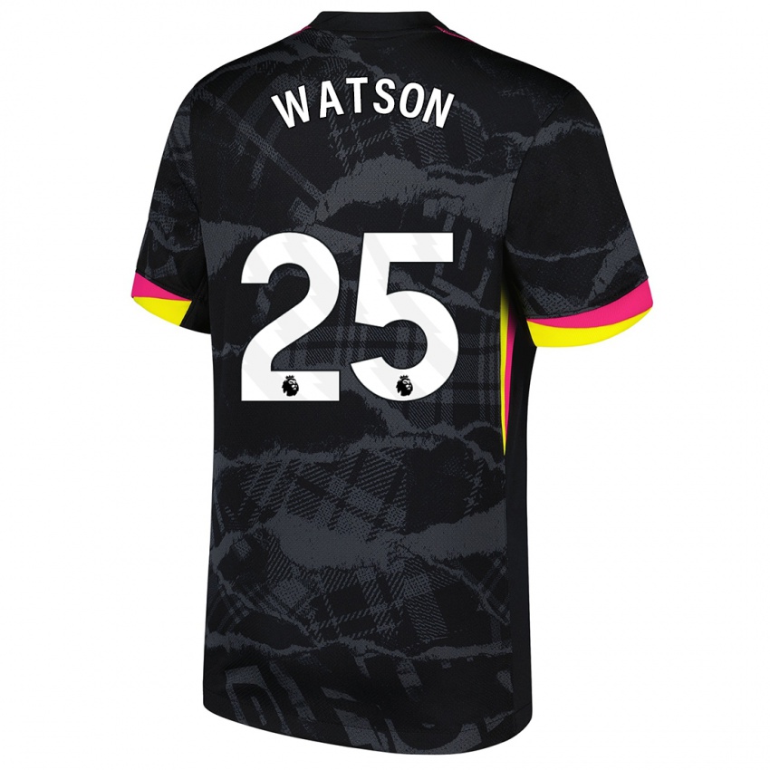 Niño Camiseta Lucy Watson #25 Negro Rosa Equipación Tercera 2024/25 La Camisa Perú