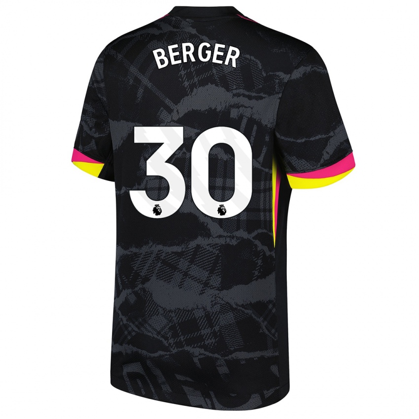 Niño Camiseta Ann-Katrin Berger #30 Negro Rosa Equipación Tercera 2024/25 La Camisa Perú