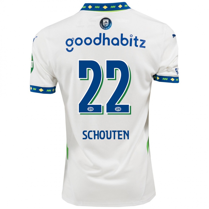 Niño Camiseta Jerdy Schouten #22 Blanco Azul Oscuro Equipación Tercera 2024/25 La Camisa Perú