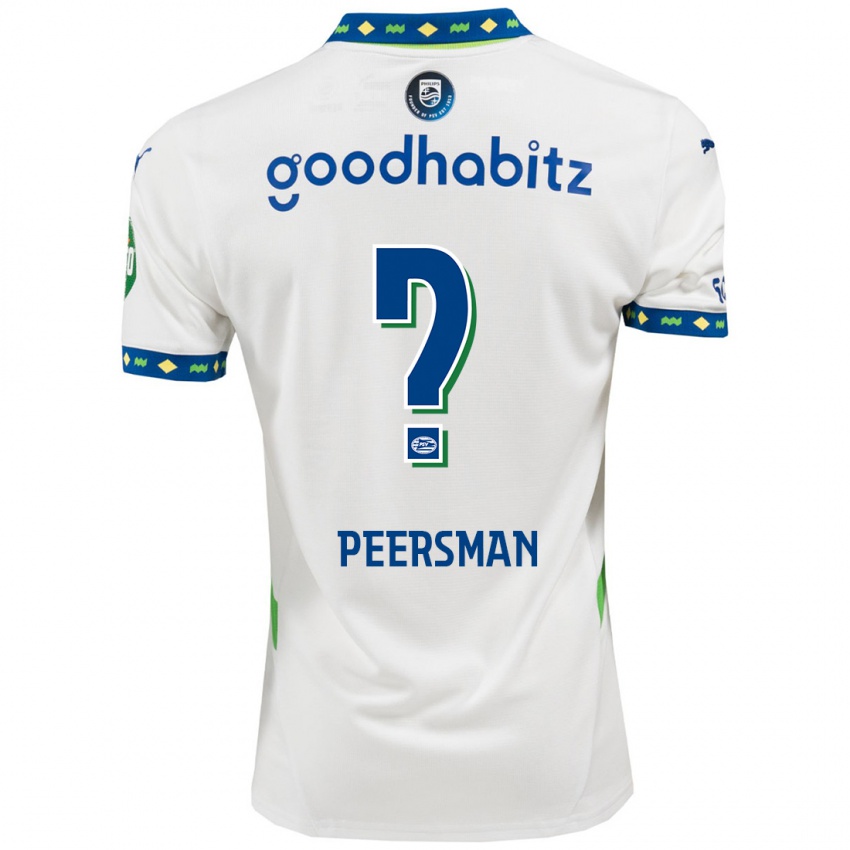 Niño Camiseta Kjell Peersman #0 Blanco Azul Oscuro Equipación Tercera 2024/25 La Camisa Perú