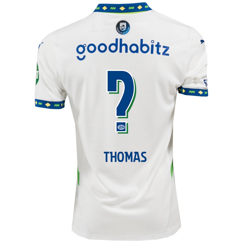 Niño Camiseta Ayodele Thomas #0 Blanco Azul Oscuro Equipación Tercera 2024/25 La Camisa Perú