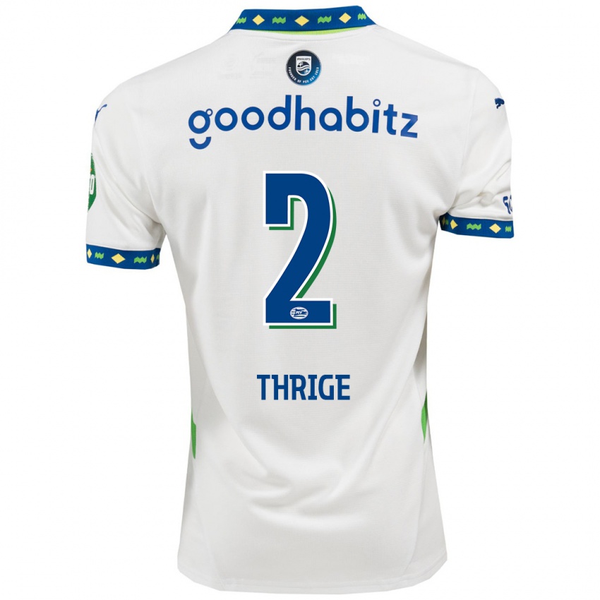 Niño Camiseta Sara Thrige #2 Blanco Azul Oscuro Equipación Tercera 2024/25 La Camisa Perú