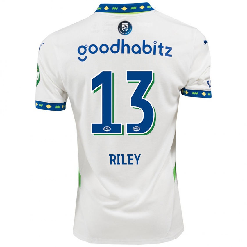 Niño Camiseta Indiah-Paige Riley #13 Blanco Azul Oscuro Equipación Tercera 2024/25 La Camisa Perú