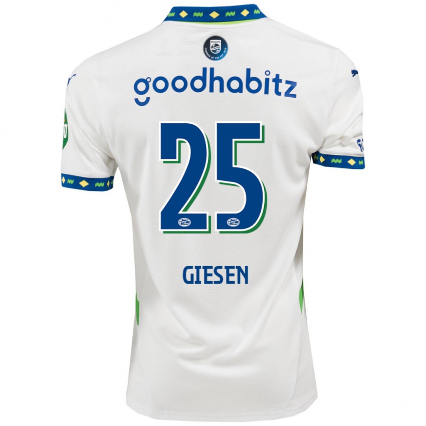 Niño Camiseta Suzanne Giesen #25 Blanco Azul Oscuro Equipación Tercera 2024/25 La Camisa Perú