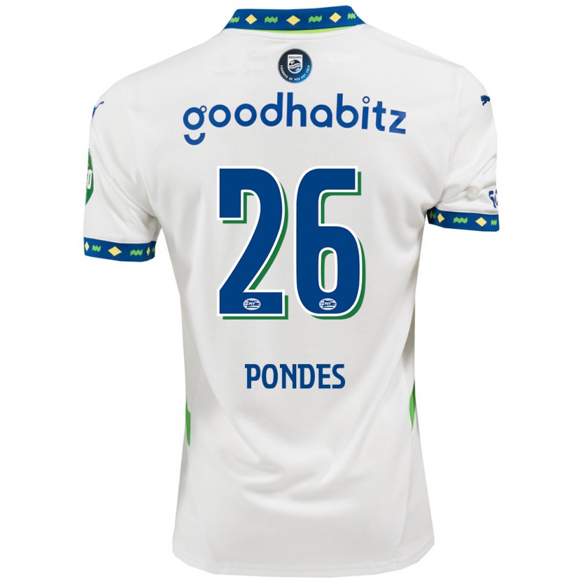 Niño Camiseta Moon Pondes #26 Blanco Azul Oscuro Equipación Tercera 2024/25 La Camisa Perú