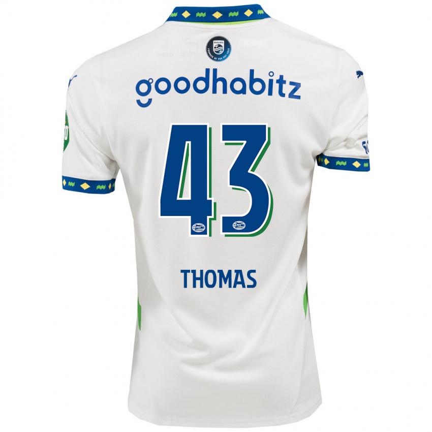 Niño Camiseta Kealyn Thomas #43 Blanco Azul Oscuro Equipación Tercera 2024/25 La Camisa Perú