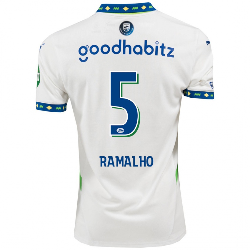 Niño Camiseta André Ramalho #5 Blanco Azul Oscuro Equipación Tercera 2024/25 La Camisa Perú