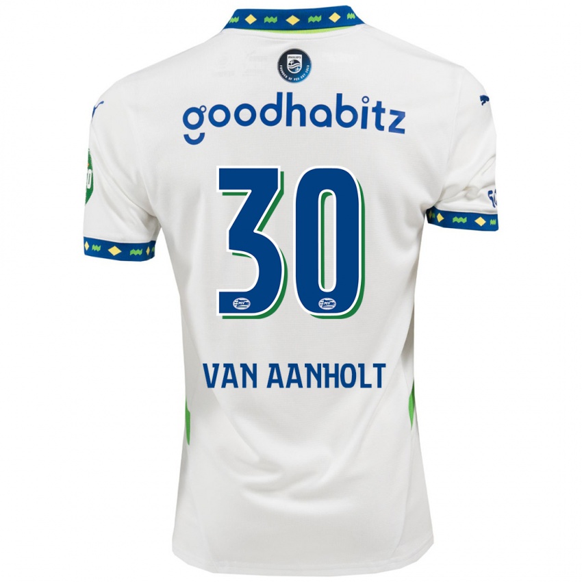 Niño Camiseta Patrick Van Aanholt #30 Blanco Azul Oscuro Equipación Tercera 2024/25 La Camisa Perú