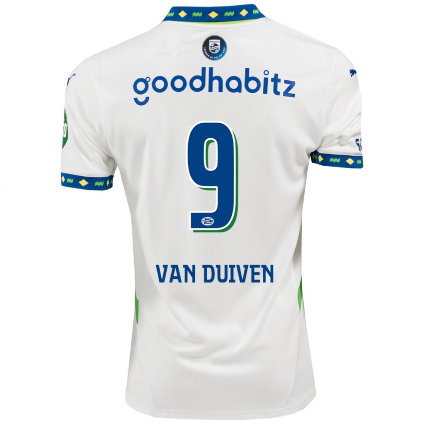 Niño Camiseta Jason Van Duiven #9 Blanco Azul Oscuro Equipación Tercera 2024/25 La Camisa Perú