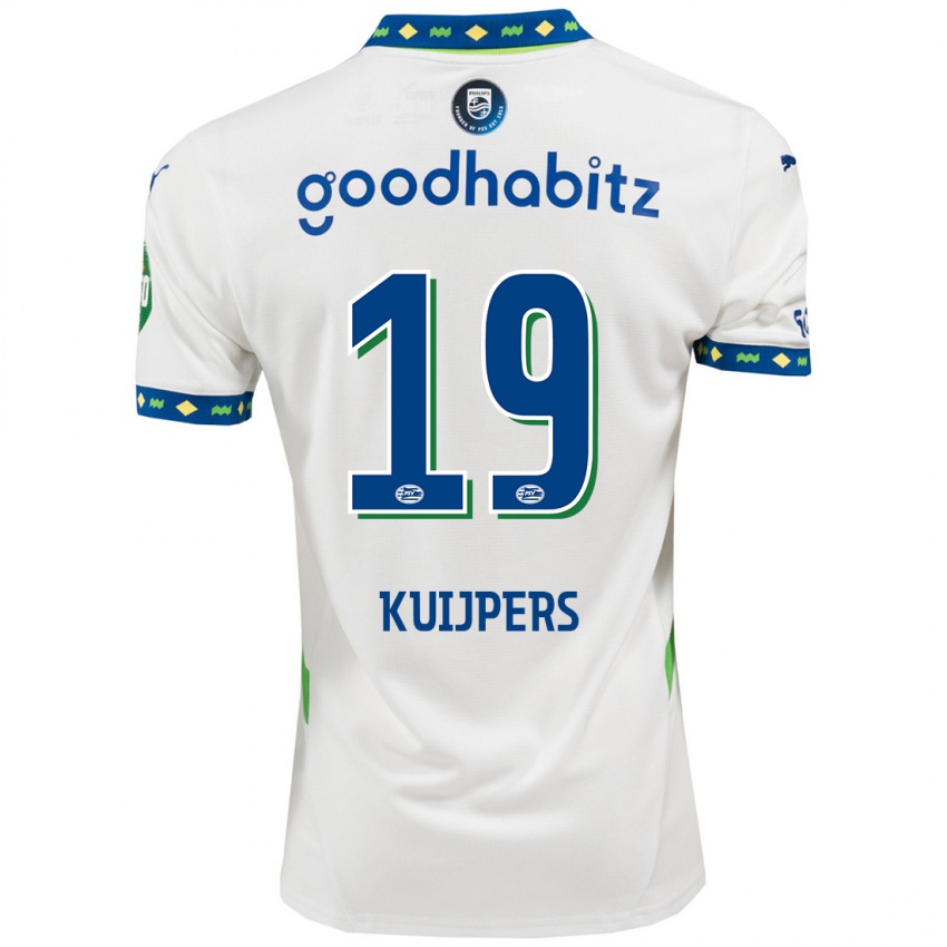 Niño Camiseta Jeslynn Kuijpers #19 Blanco Azul Oscuro Equipación Tercera 2024/25 La Camisa Perú