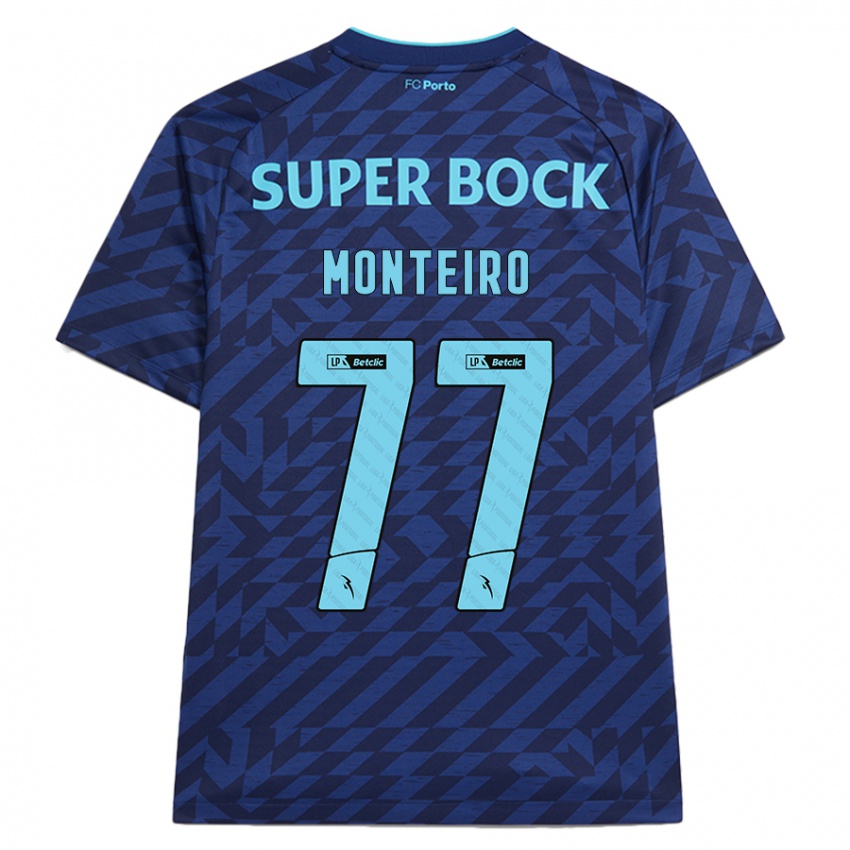 Niño Camiseta Rui Monteiro #77 Azul Marino Equipación Tercera 2024/25 La Camisa Perú