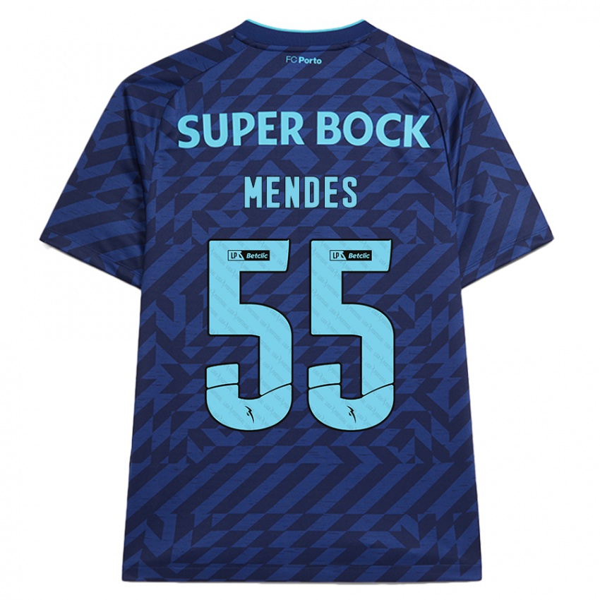 Niño Camiseta João Mendes #55 Azul Marino Equipación Tercera 2024/25 La Camisa Perú