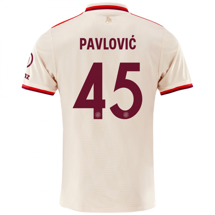 Niño Camiseta Aleksandar Pavlovic #45 Lino Equipación Tercera 2024/25 La Camisa Perú