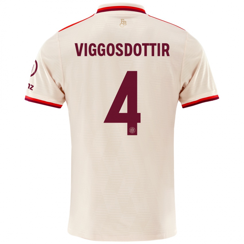 Niño Camiseta Glódís Perla Viggósdóttir #4 Lino Equipación Tercera 2024/25 La Camisa Perú