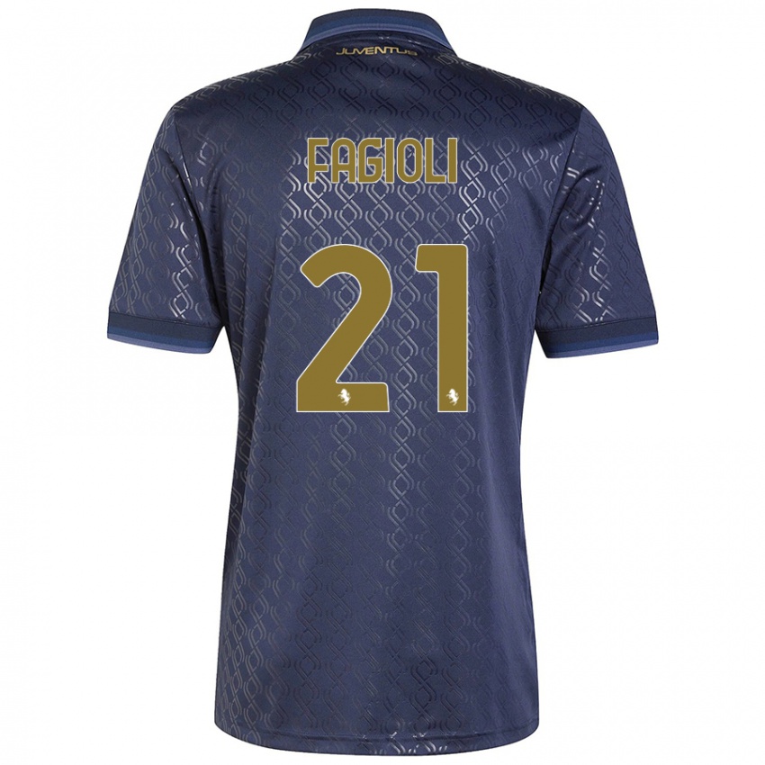 Niño Camiseta Nicolo Fagioli #21 Azul Marino Equipación Tercera 2024/25 La Camisa Perú