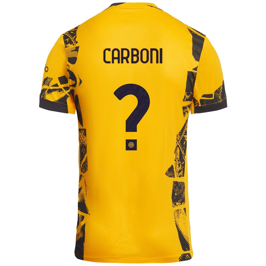 Niño Camiseta Franco Carboni #0 Dorado Negro Equipación Tercera 2024/25 La Camisa Perú